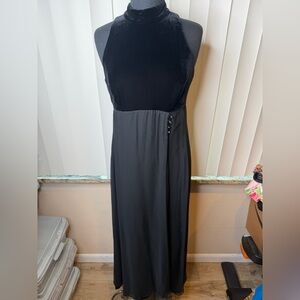 Betsy & Adam Black Velour Top Sleeveless Maxi Dress